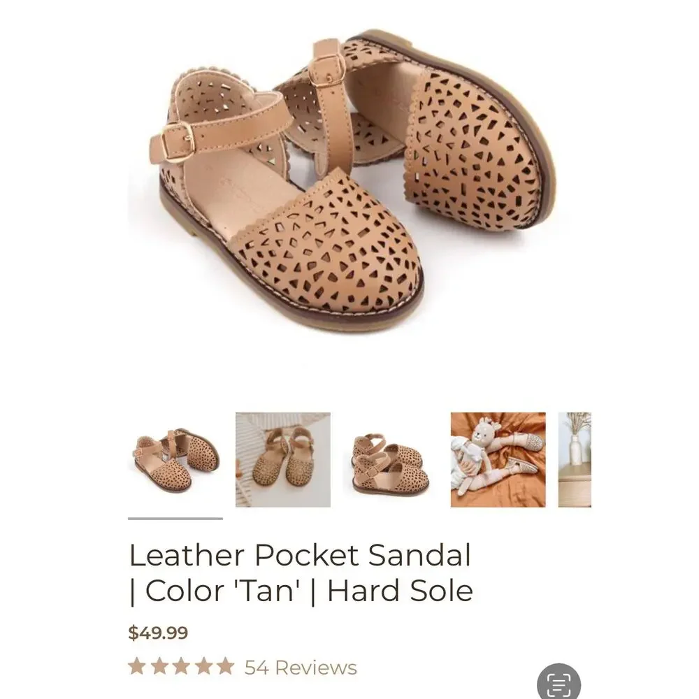 Consciously Baby leather pocket sandals